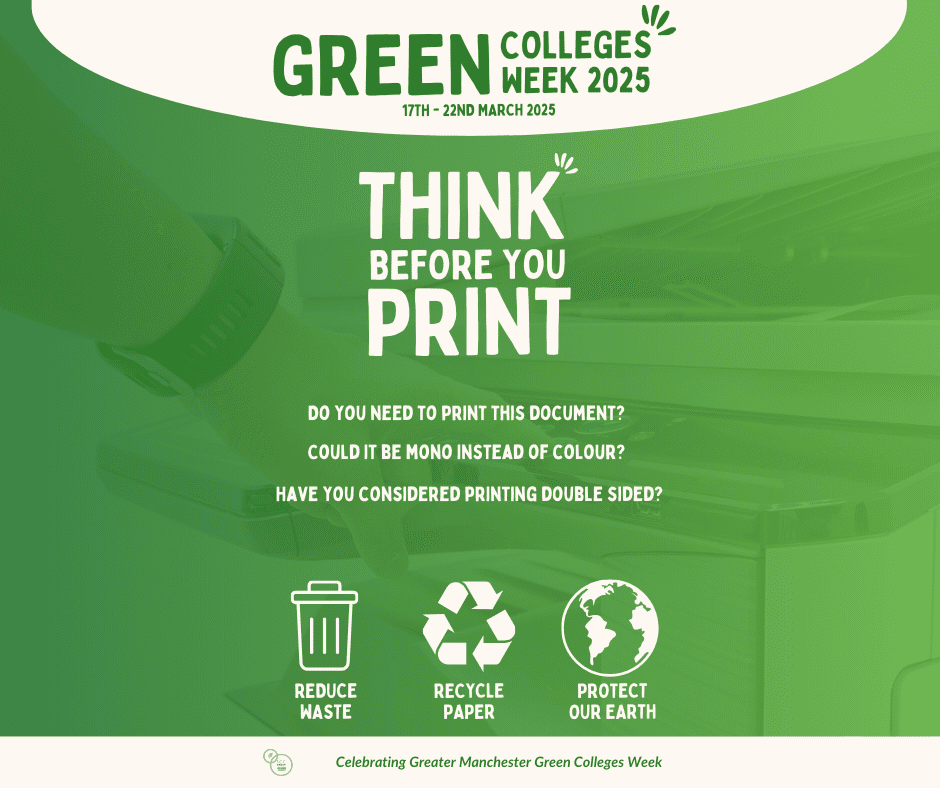 A graphic detailing our think before you print initiative 